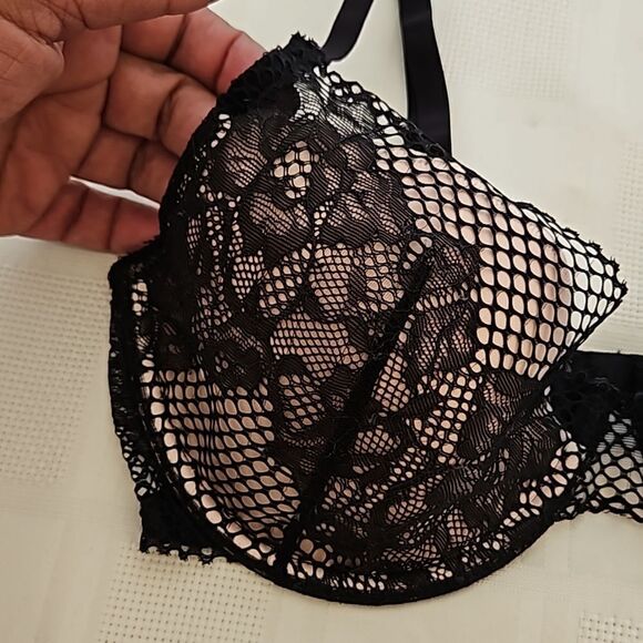 DKNY Women's Lace Lightly Padded Underwire Contour Bra 34C Black/ Cream - Picture 14 of 16